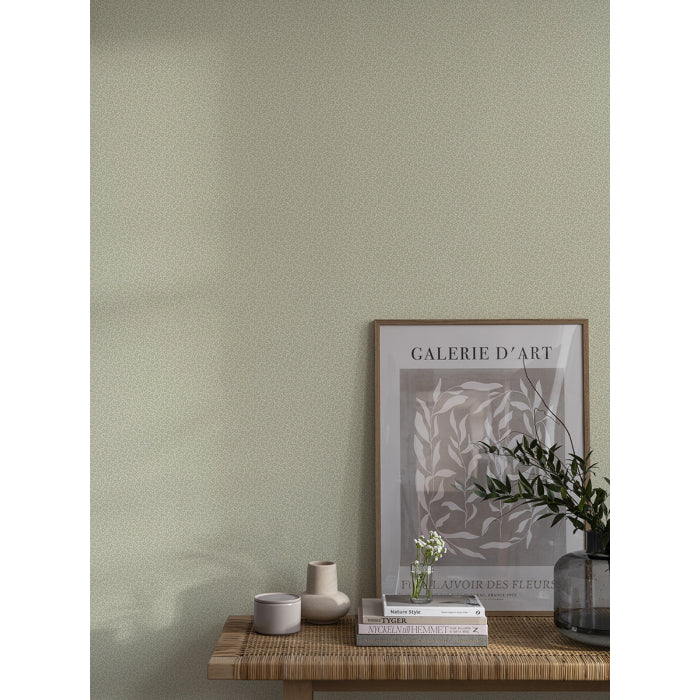 Smulan wallpaper with a subtle little flower, which is both modern and classic.