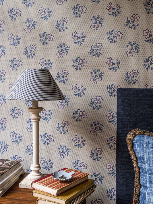 A beautifully stylistic floral wallpaper. Borrowed from an old Chinese woodblock printed textile, but with clear European influences.