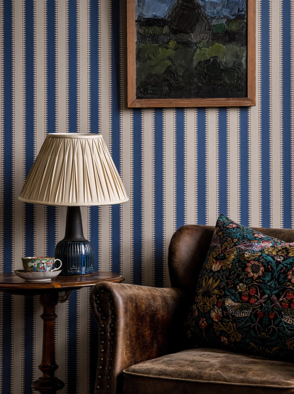 tented stripe Jagged Stripe, Denim - 30-64 - Sample - Wallpaper - Långelid