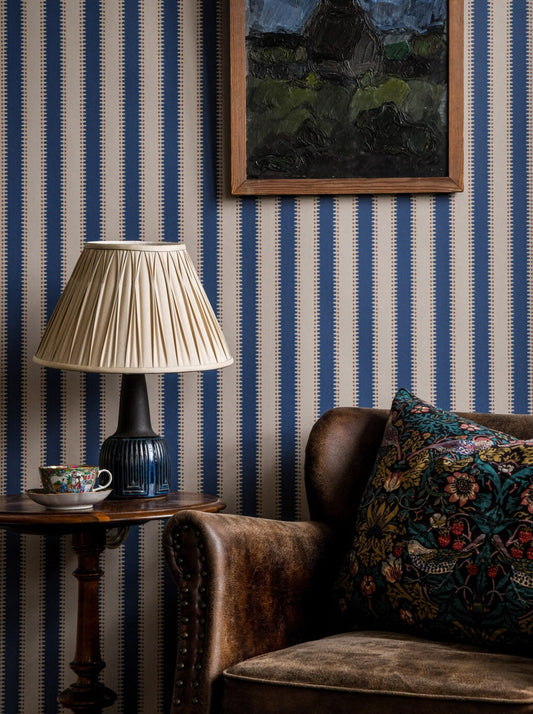 Make a stripe with jagged edges, add some dots and you’ll get a decorative, more playful striped wallpaper.