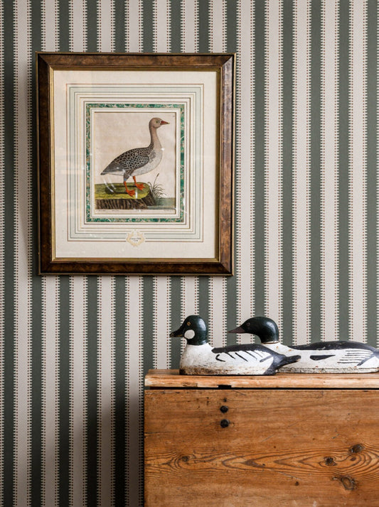 Make a stripe with jagged edges, add some dots and you’ll get a decorative, more playful striped wallpaper.