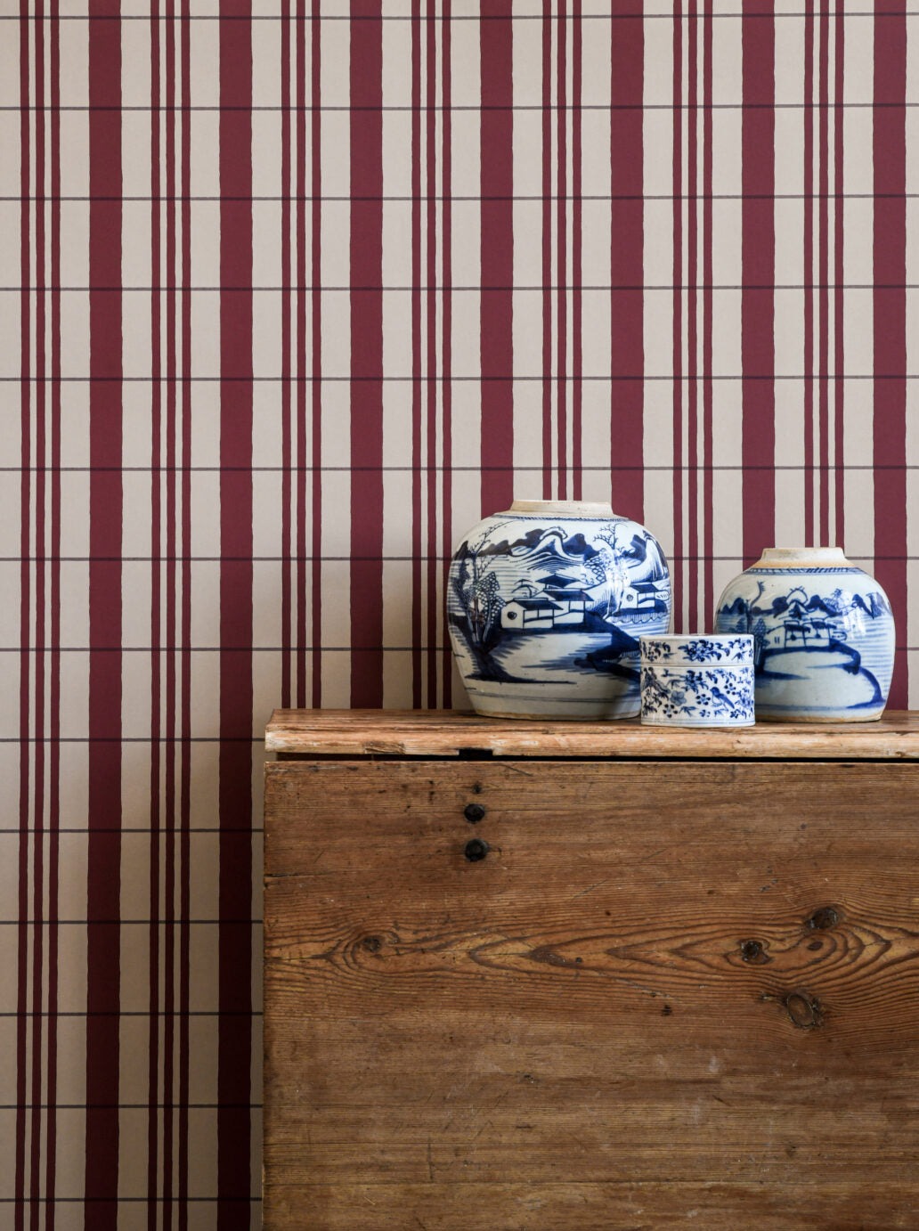 tent stripe wallpaper The Guards' Tent, Wine Red - 31-68 - Sample - Wallpaper - Långelid