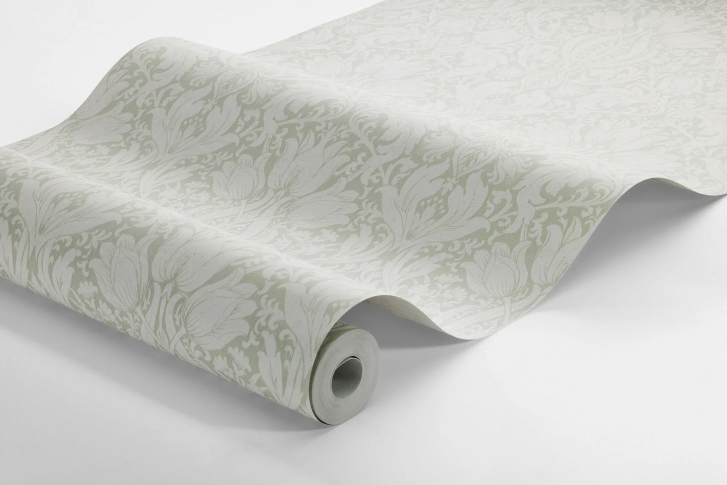 Colored in sublime hues of soft green, our Alba wallpaper creates a calm and inviting haven in any room.