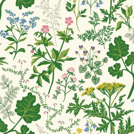 Deep in the forest, in sunny clearings and open meadows, they thrive – the wildflowers that define our Swedish landscape. Now they’ve been gathered on the surface of the wallpaper, like an eternal summer meadow to bring into your home.