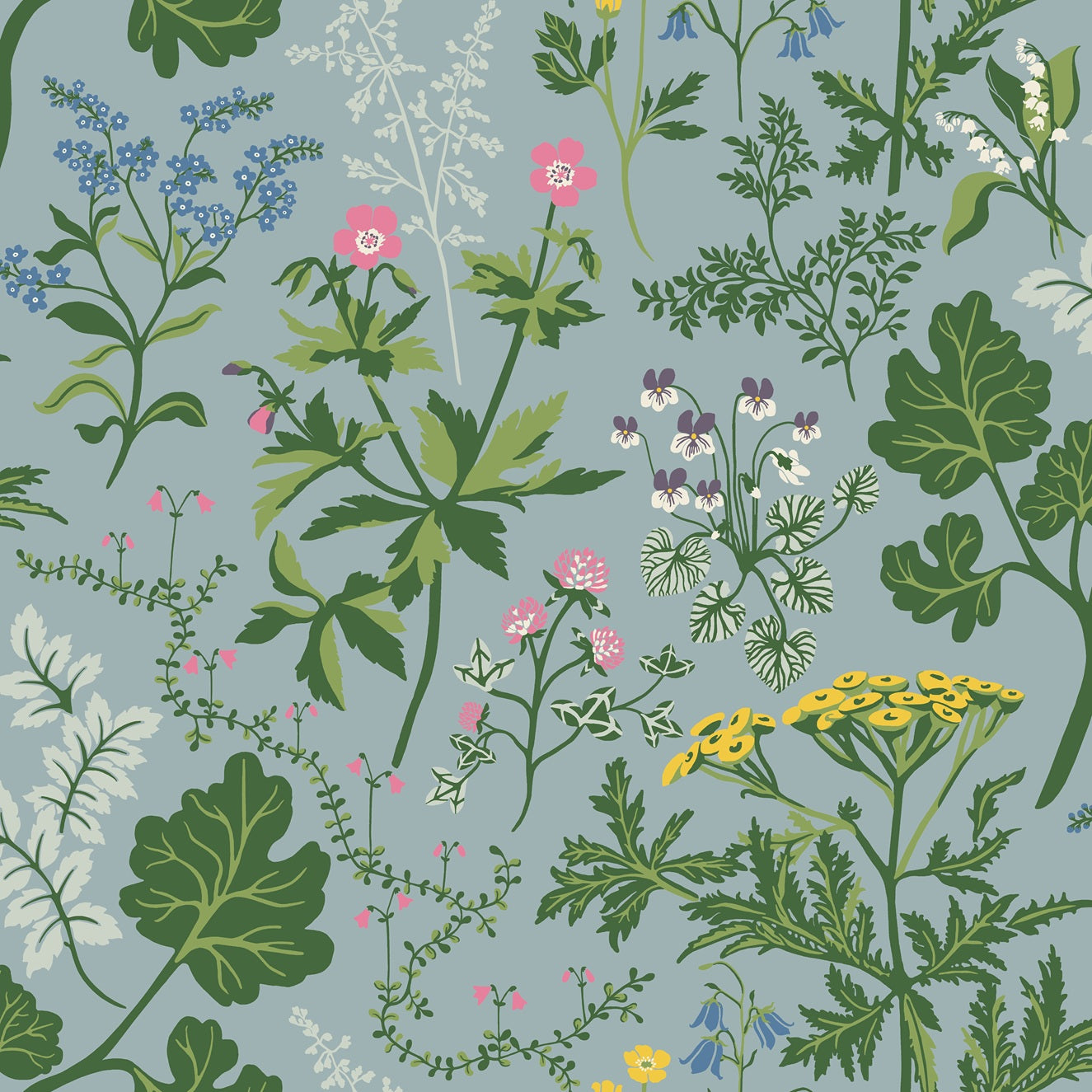 Deep in the forest, in sunny clearings and open meadows, they thrive – the wildflowers that define our Swedish landscape. Now they’ve been gathered on the surface of the wallpaper, like an eternal summer meadow to bring into your home.