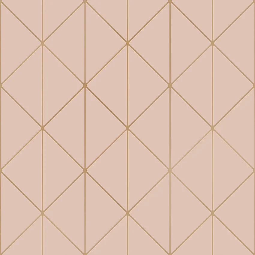 Colored in dazzling gold on a floral pink palette, our Diamonds wallpaper adds a touch of glamour to your space.