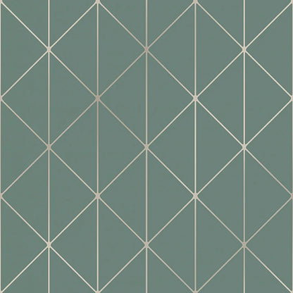 With its striking geometric pattern in shimmering silver set against a green backdrop, our Diamonds wallpaper adds the perfect accent to living rooms in need of an edge. 