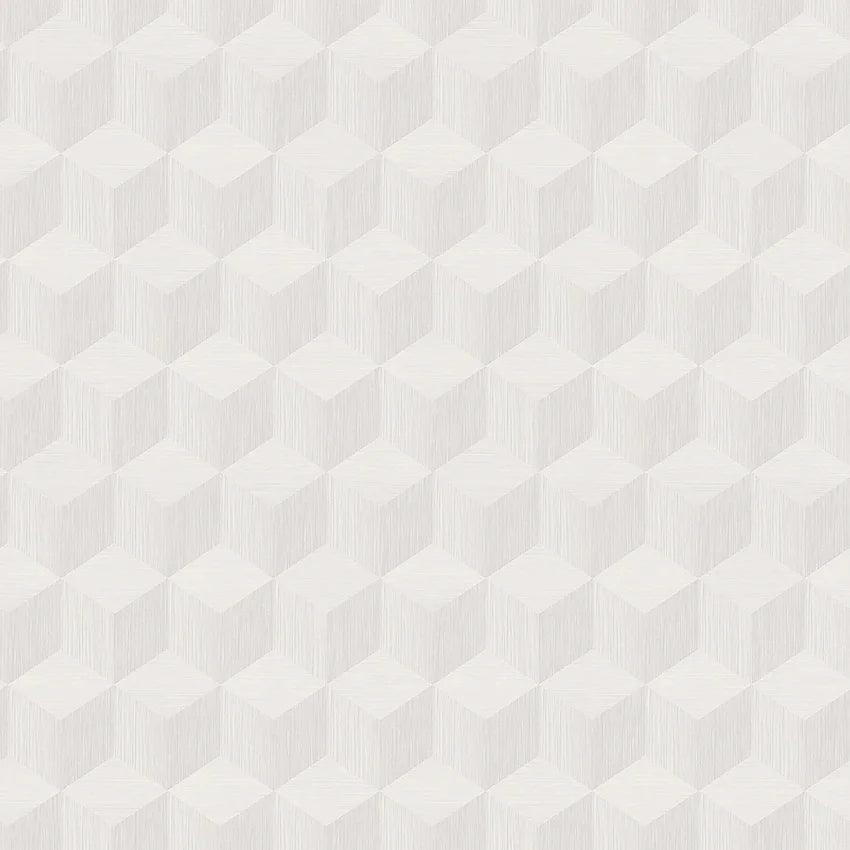 Discover the three-dimensional allure of our Cube wallpaper in contrasting tones of white.