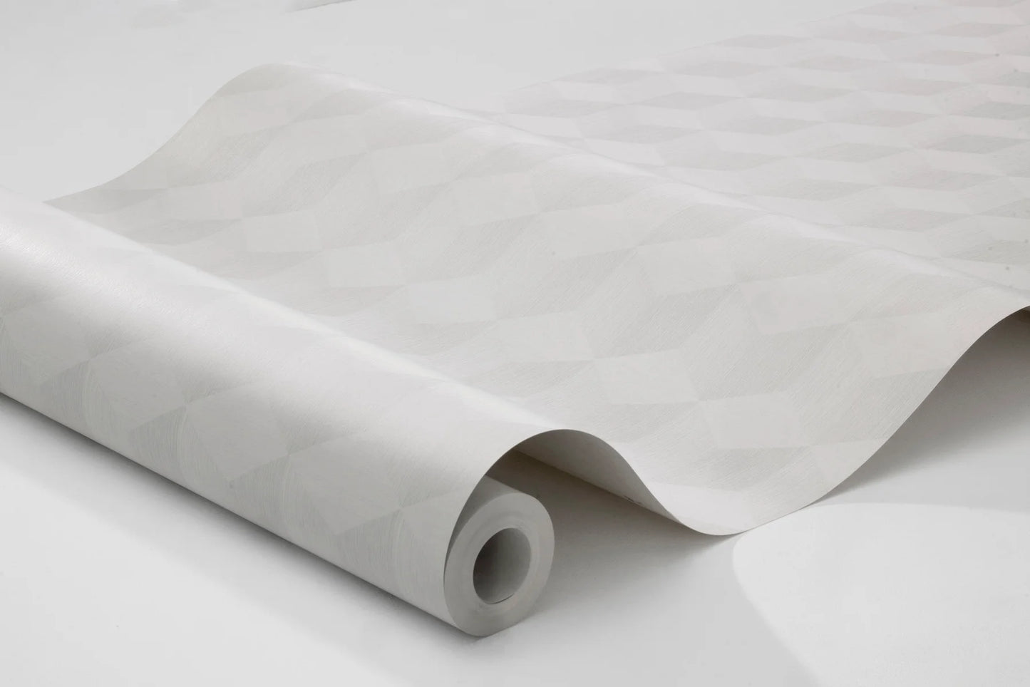 Discover the three-dimensional allure of our Cube wallpaper in contrasting tones of white.