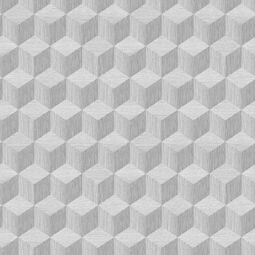 Experience the subtle elegance of our Cube wallpaper colored in neutral and on-trend grey tones.