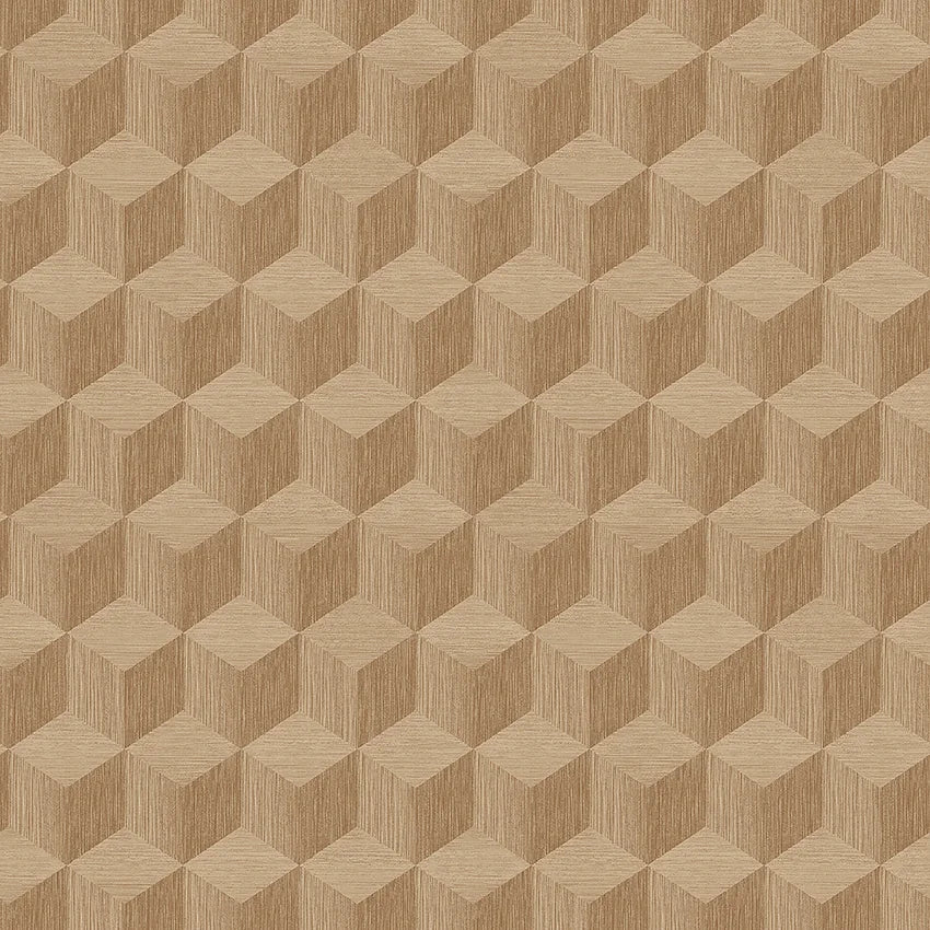 Colored in warm tones of golden beige, our Cube wallpaper is timeless, luxurious and contemporary in style.