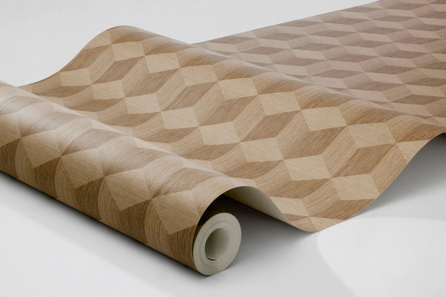 Colored in warm tones of golden beige, our Cube wallpaper is timeless, luxurious and contemporary in style.