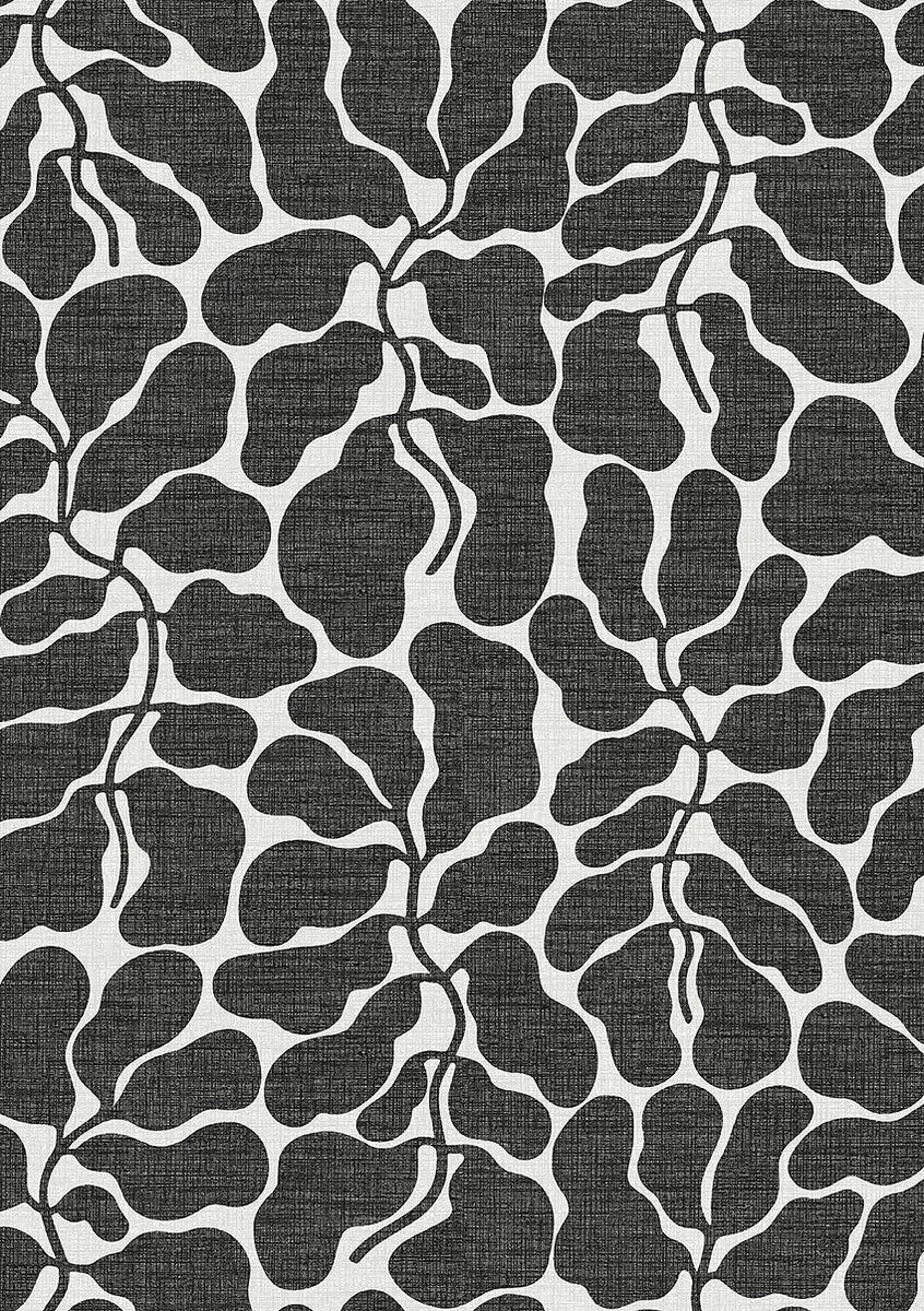 Escape to a tranquil oasis with the foliage pattern of My Secret Garden wallpaper in muted black tones on a crisp white background.