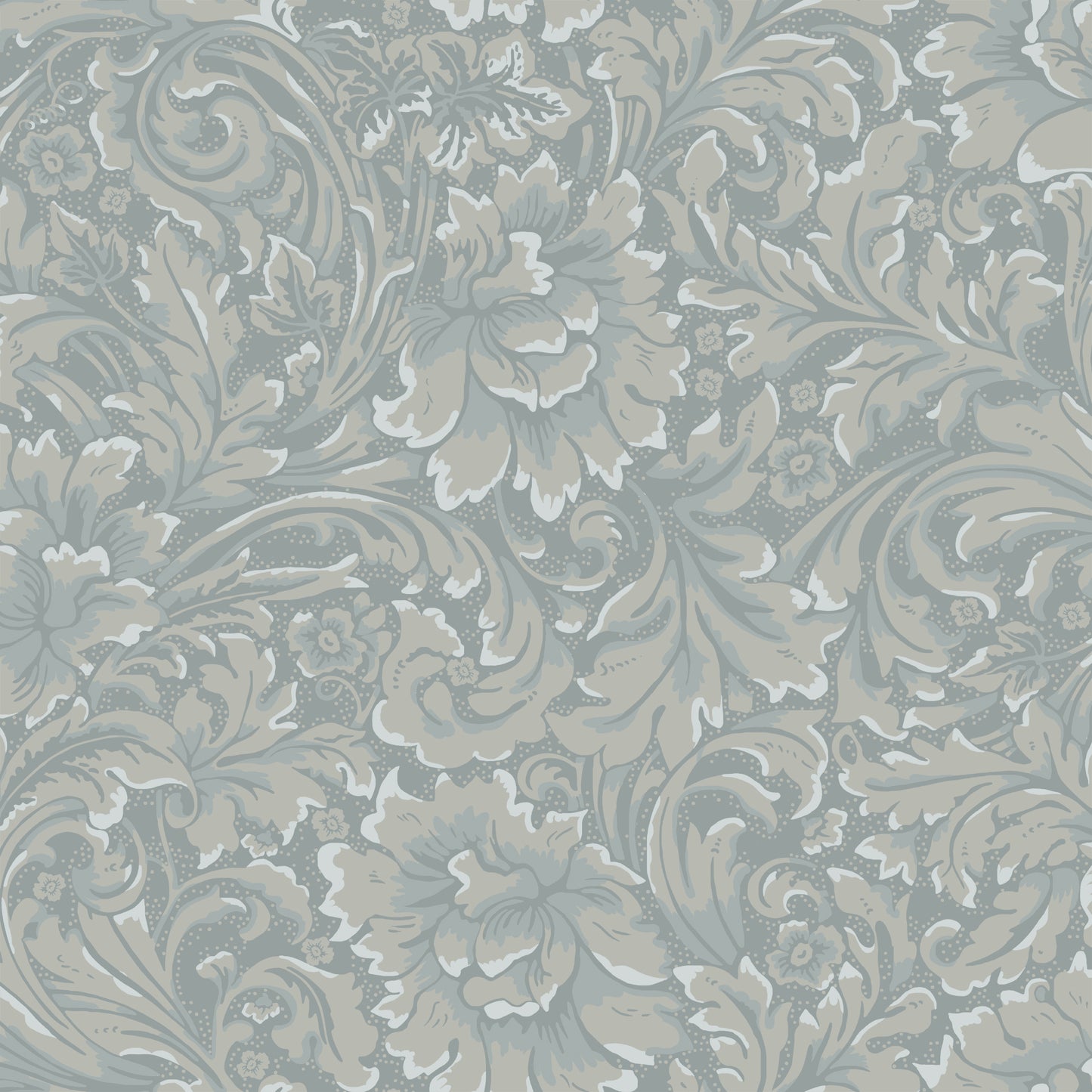 In a blend of fantasy and tradition on wallpaper, leafy tendrils and ornaments intertwine.