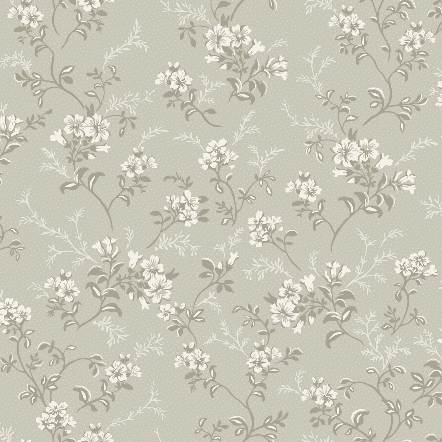 Sonja is a classic floral wallpaper with a modern twist. Light flowers on stems and dots spread across the surface.