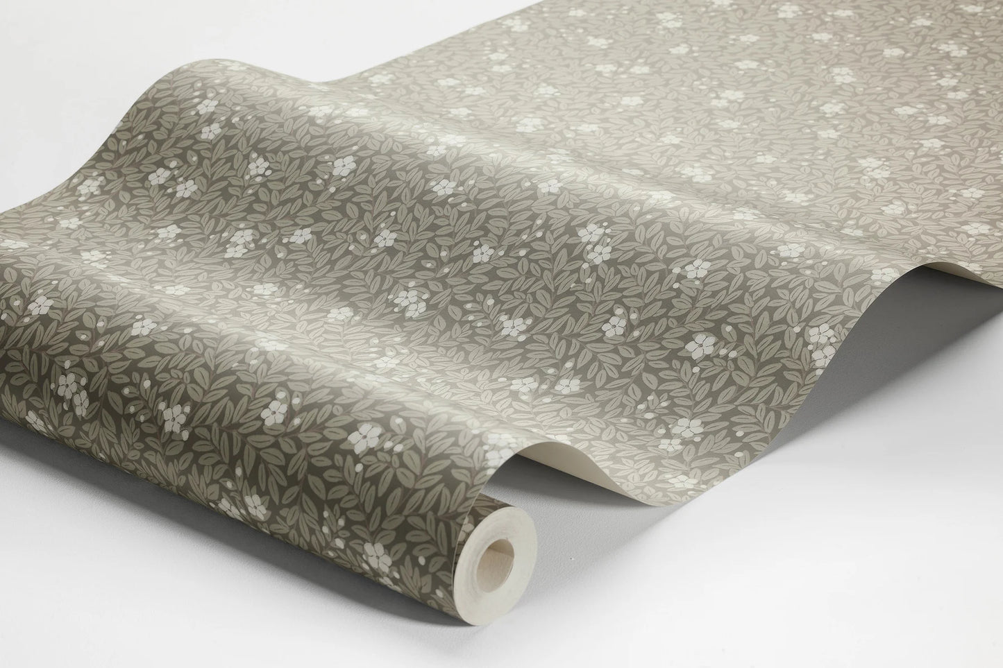 Indulge in the subtle beauty of our Myrten wallpaper in a tone-on-tone dark khaki green and olive-green palette.