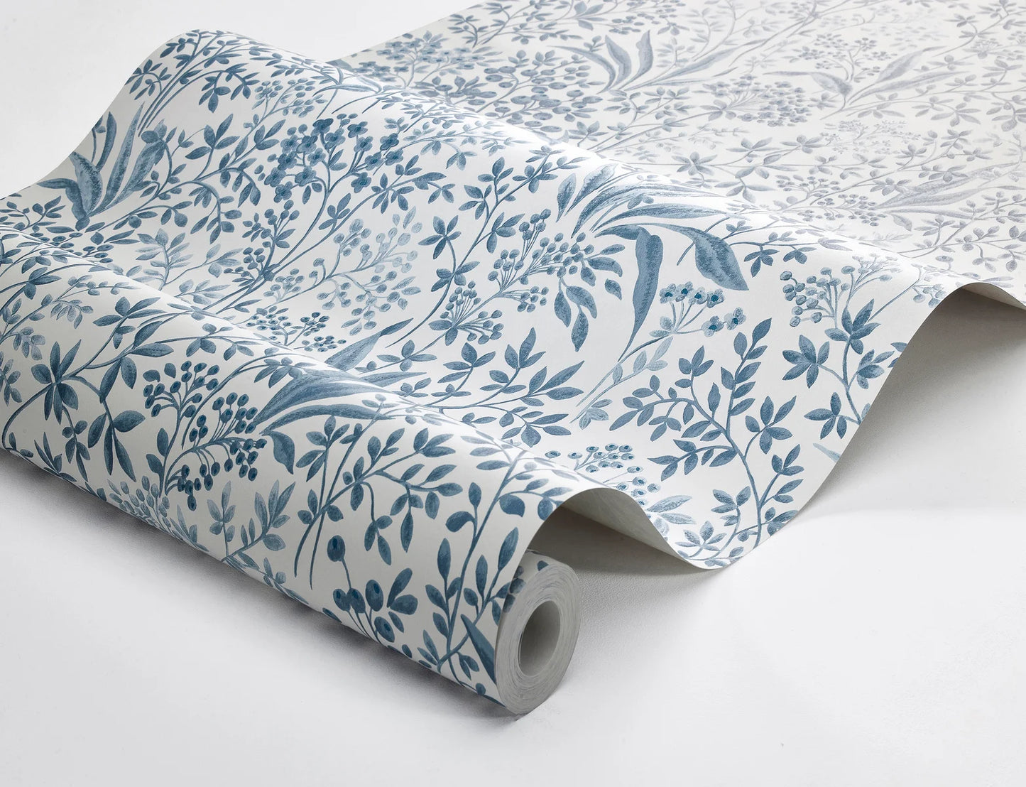 One of our most cherished designs, this Nocturne wallpaper is captured here in a classic blue and white palette
