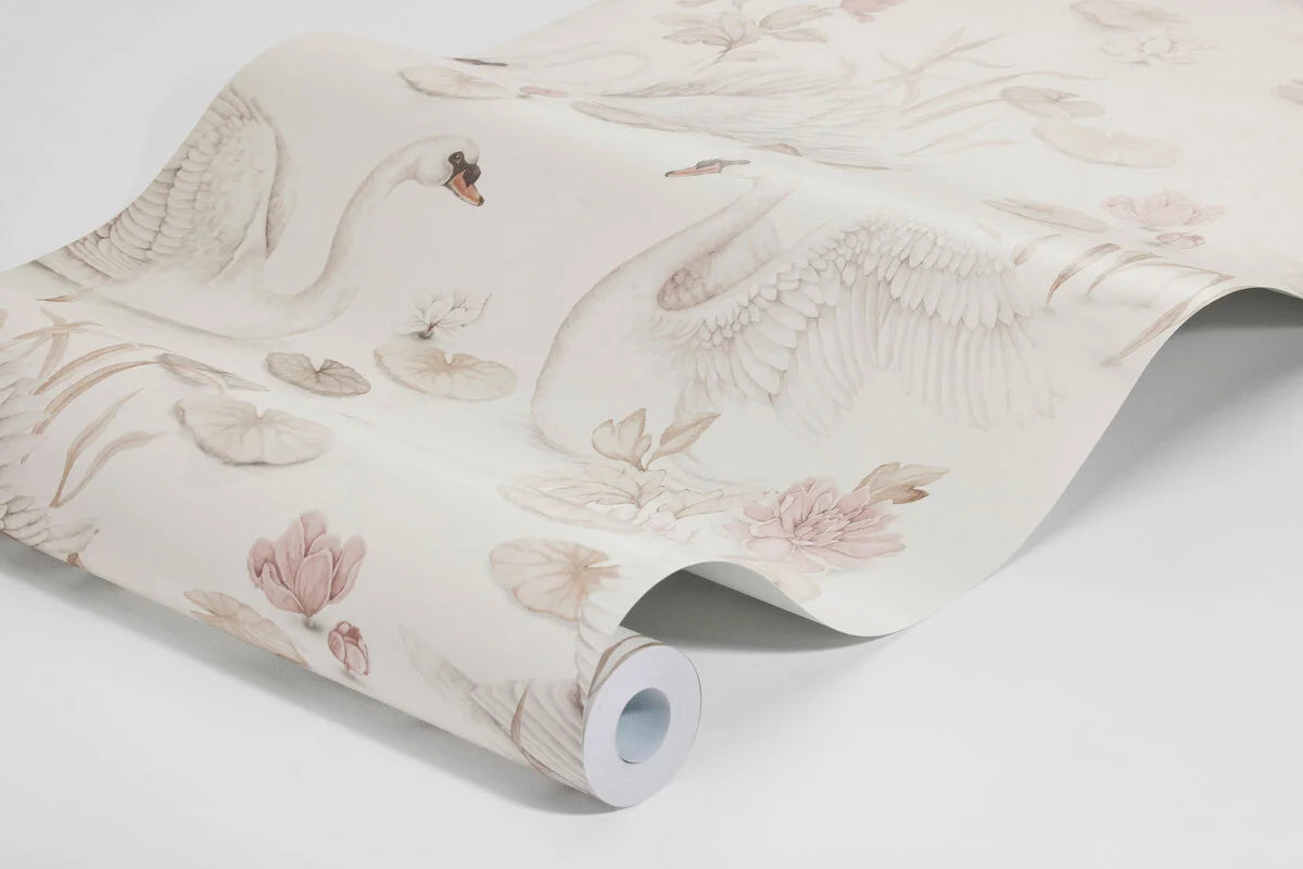 This delightful Lily Swan wallpaper comes from a collaboration between Boråstapeter and Swedish lifestyle brand Newbie.