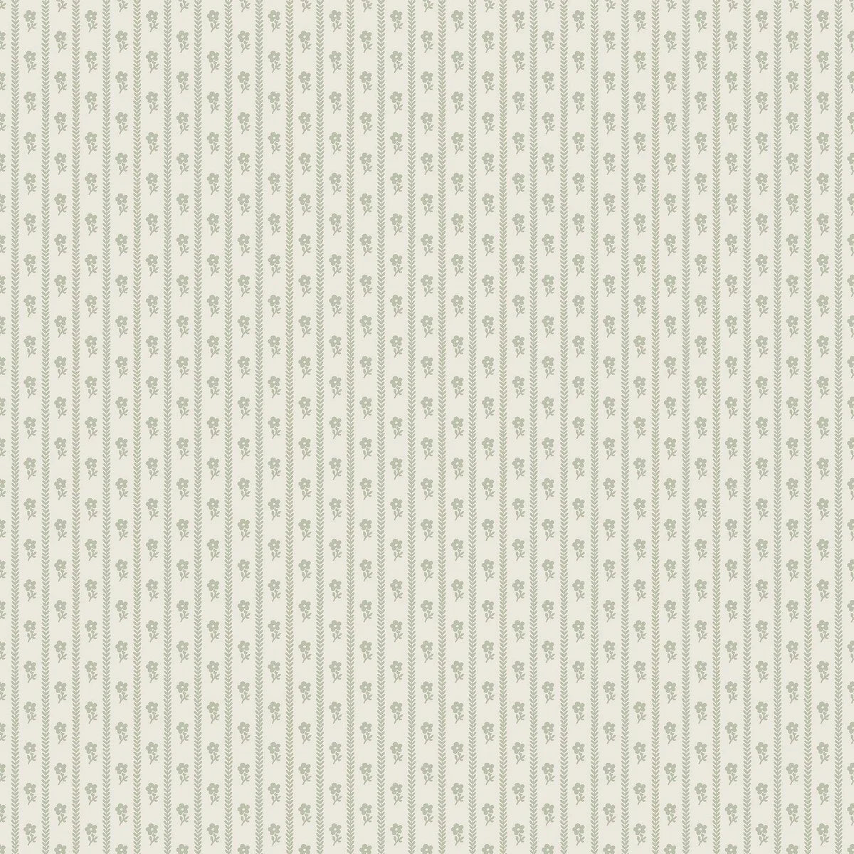 Lilla Lyckan wallpaper in powdery light green introduces a calming and fresh touch, with petite, hand-drawn flowers repeating on a cream background.