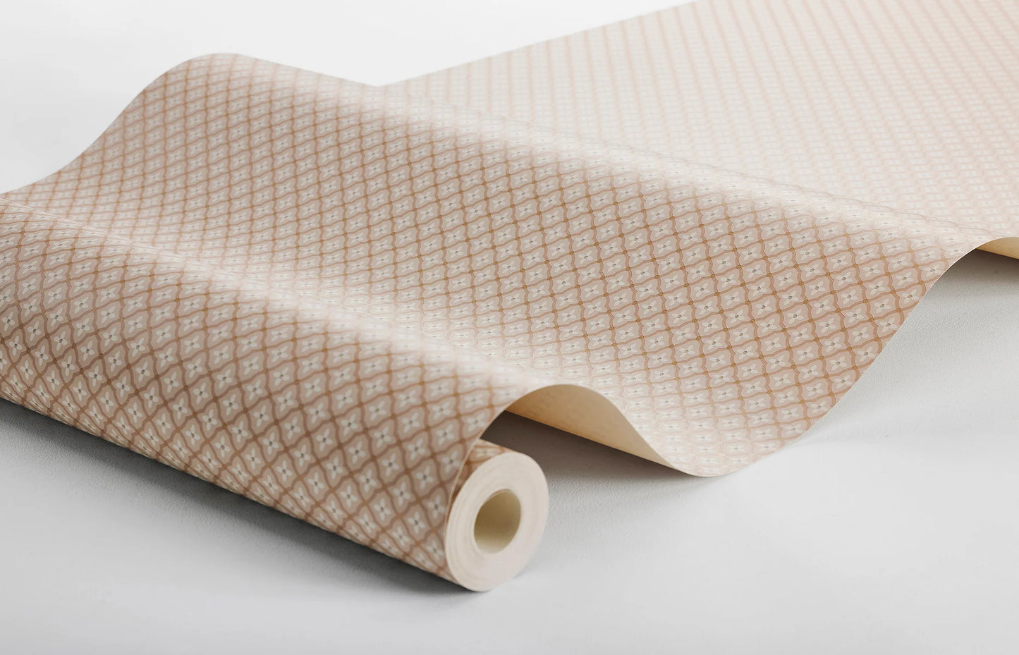 The intricate design of this Selma wallpaper combines small motifs to form an apparently uniform surface when viewed from a distance.