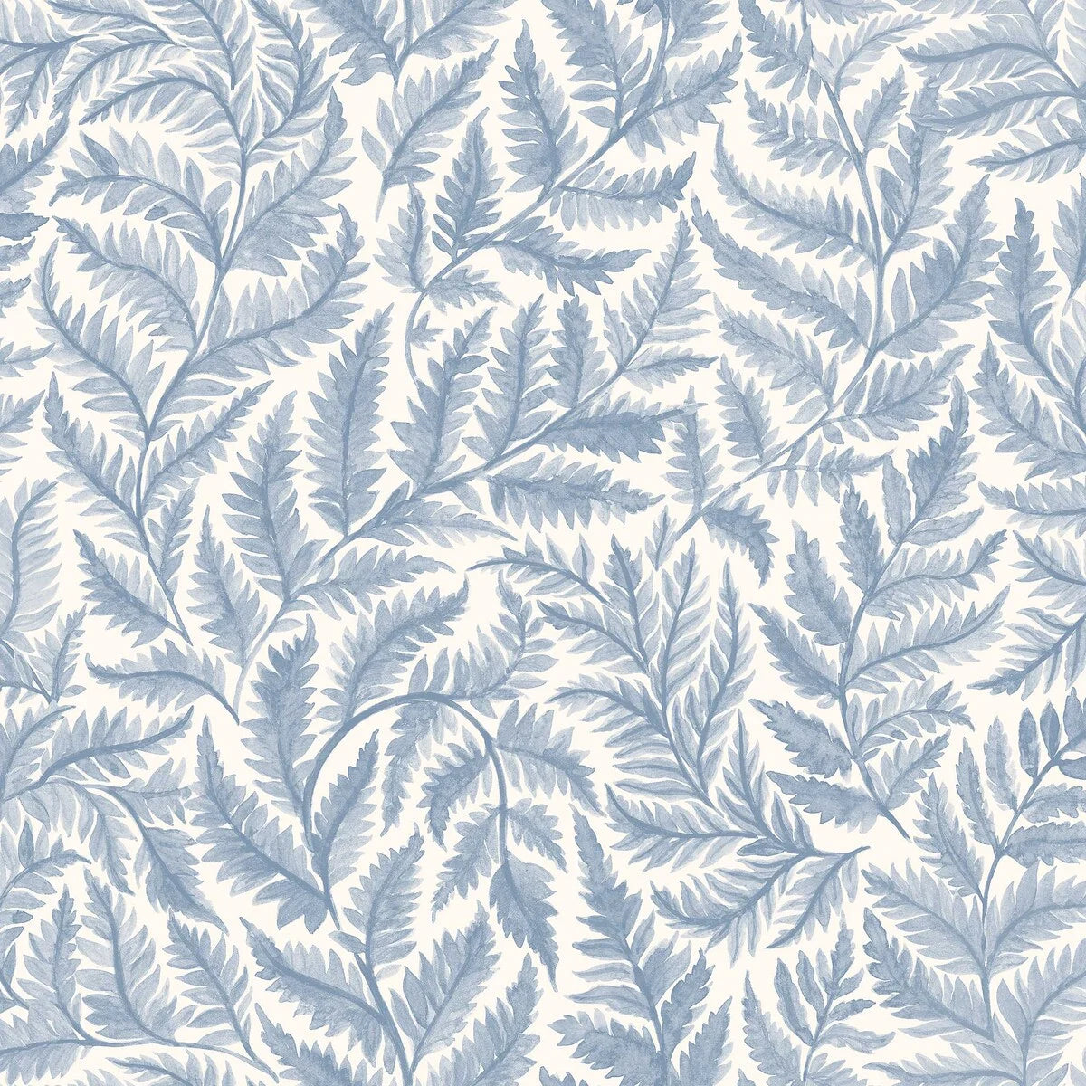 Bring fresh, airy energy to your walls with this Ferns wallpaper colored in a beautiful sky-blue hue on a white background.