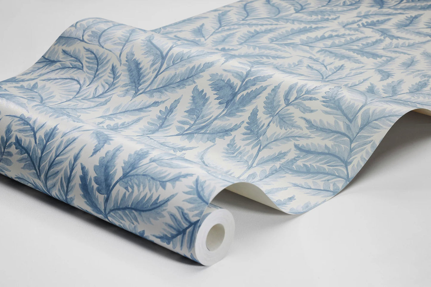 Bring fresh, airy energy to your walls with this Ferns wallpaper colored in a beautiful sky-blue hue on a white background.