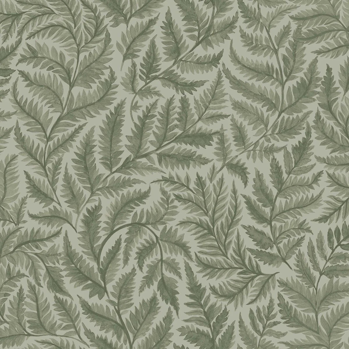 Colored in a gentle grey-green palette, our Ferns wallpaper creates a soothing and harmonious feel in rooms.