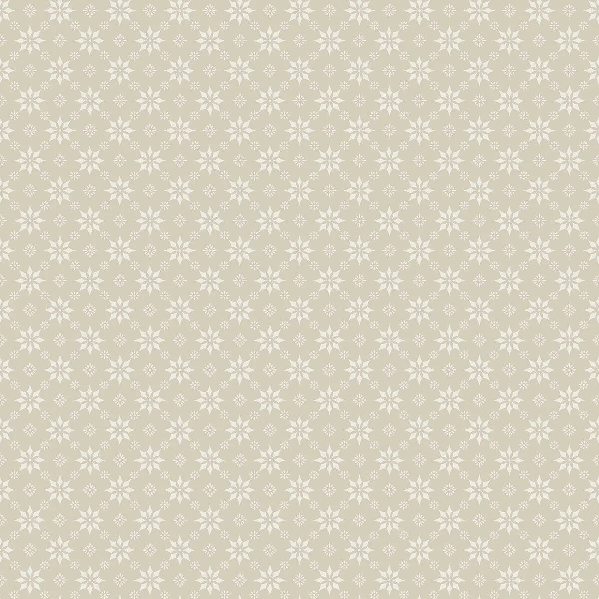 Soft white stars brighten a natural background in our Stella wallpaper to create a clean and understated palette.