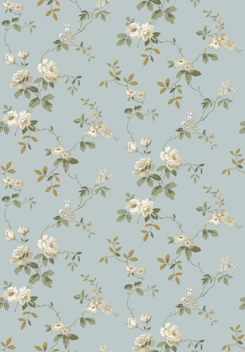 Romantic and breezy, our Värmdö wallpaper is full of early 20th century charm, where floral elegance meets relaxed summer living.
