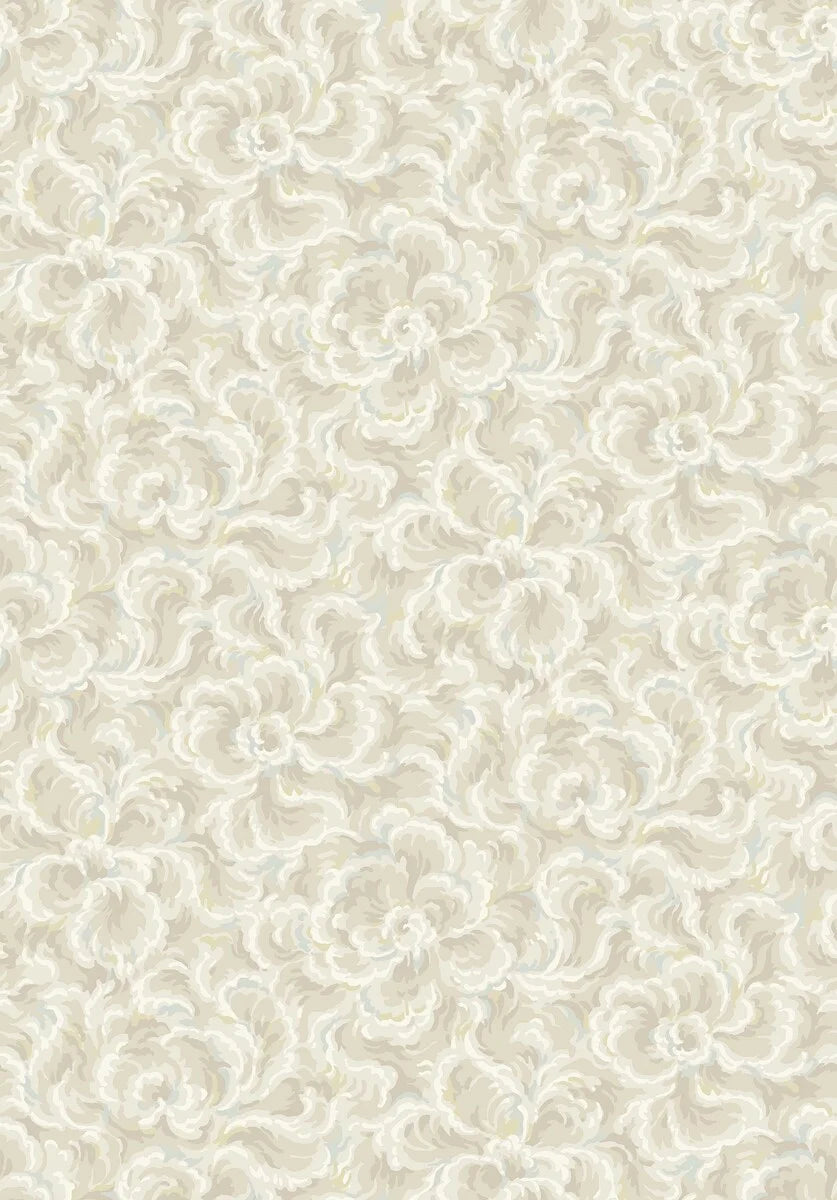 Like soft clouds drifting across the wall, the subtle texture of our Änggården wallpaper offers a calming, simple surface that reflects the 1930s move towards understated modernism.