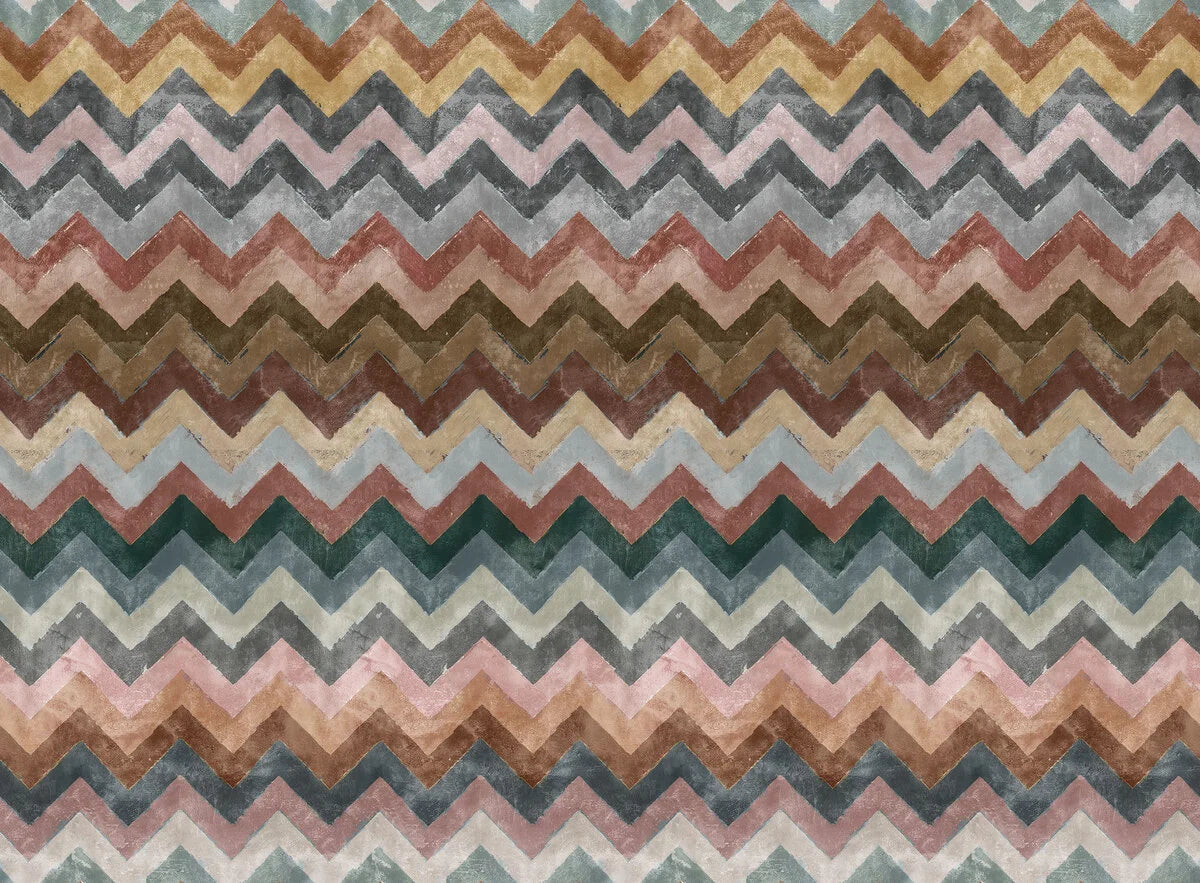 Wallpaper Chevrons, a classic zigzag pattern and a contemporary earthy color palette.