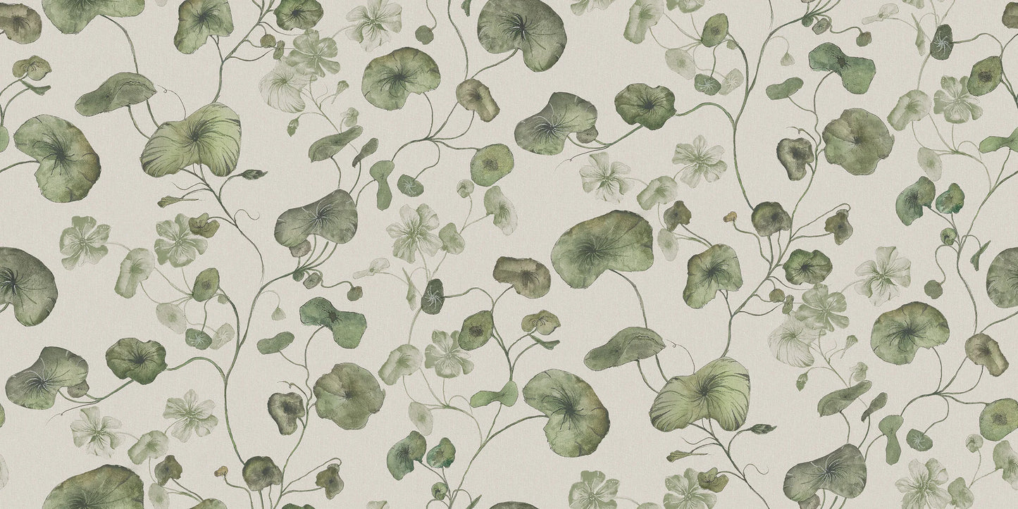 My Feldt's floral wallpaper, Grönska, is covered with green, winding nasturtium.