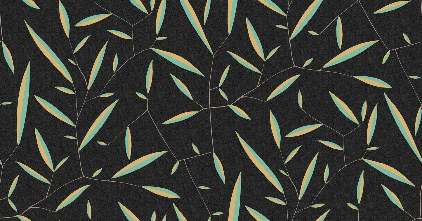 Designed by Dagobert Peche, this Daphne wallpaper features stylized laurel leaves and takes inspiration from the Greek mythological nymph of the same name.