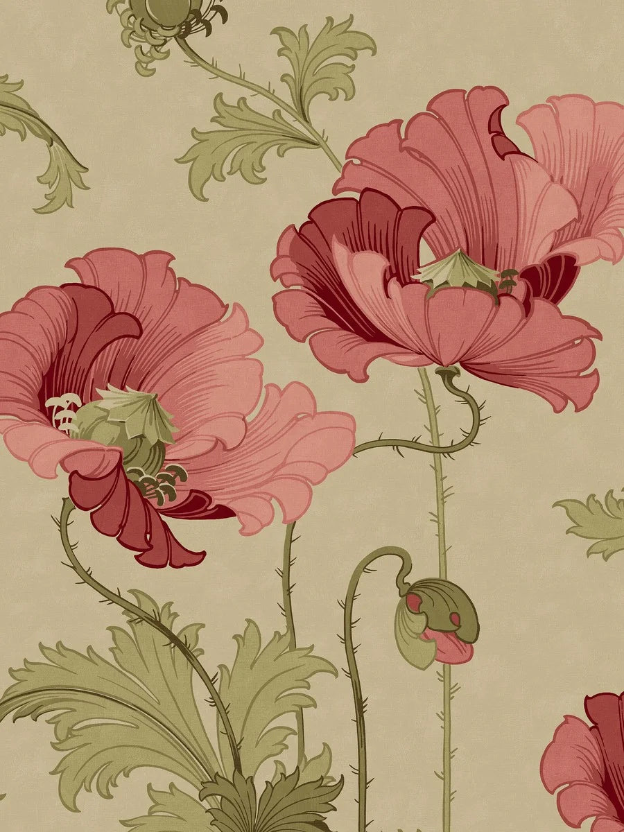 This magnificent mural wallpaper with large-scale poppies is based on an Art Nouveau pattern from the early 1900s.