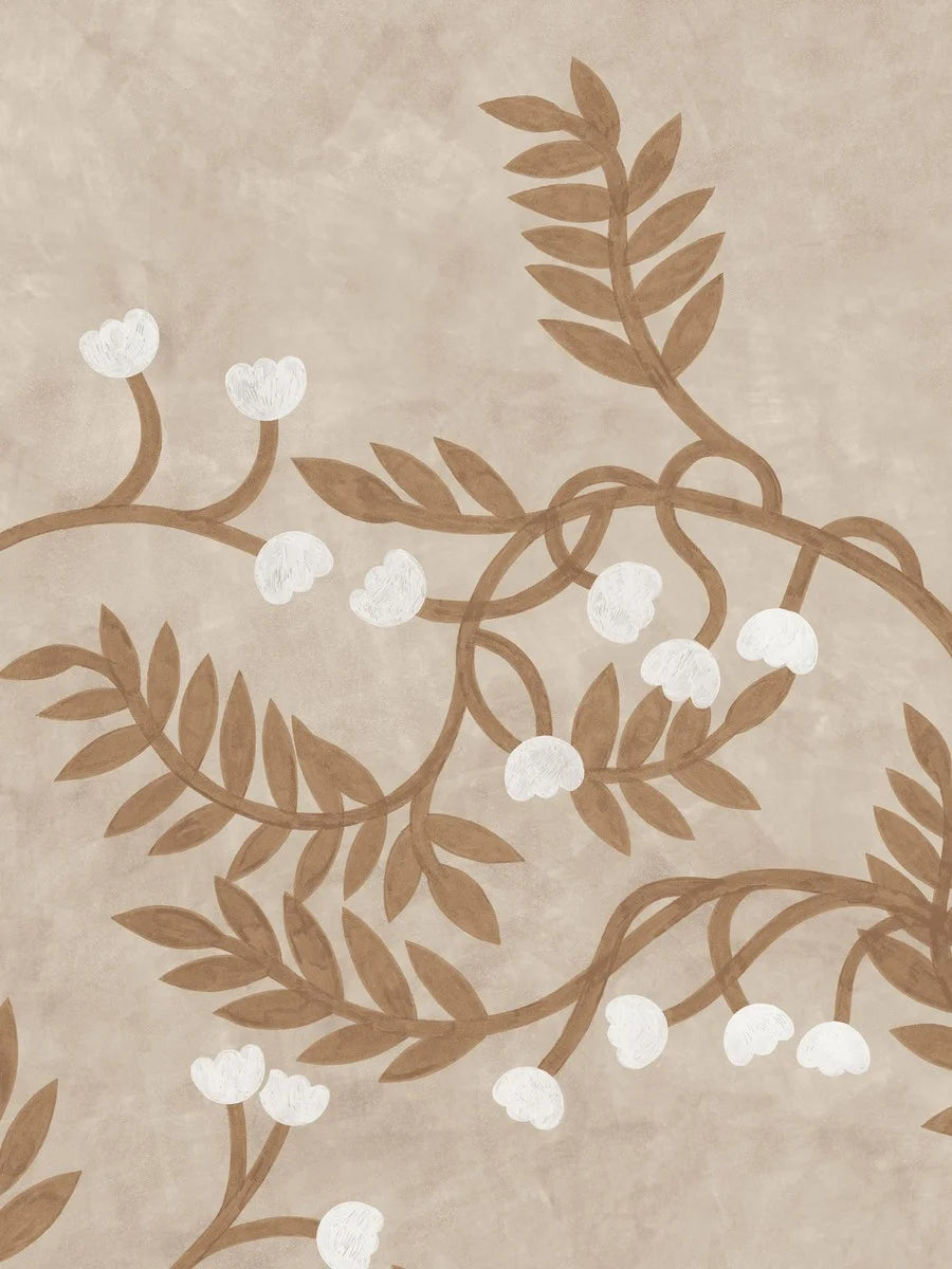 Whispering Bell is a light and airy yet strong mural wallpaper, designed by Cecilia Pettersson.