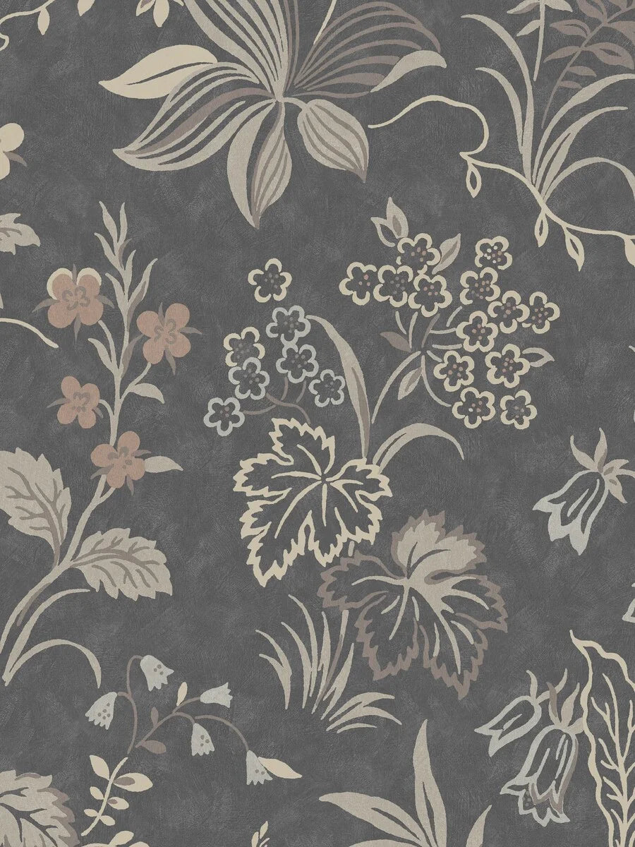 Across the Folklore Grand mural, the hand-painted floral pattern of Folklore winds in a dramatically enlarged scale.