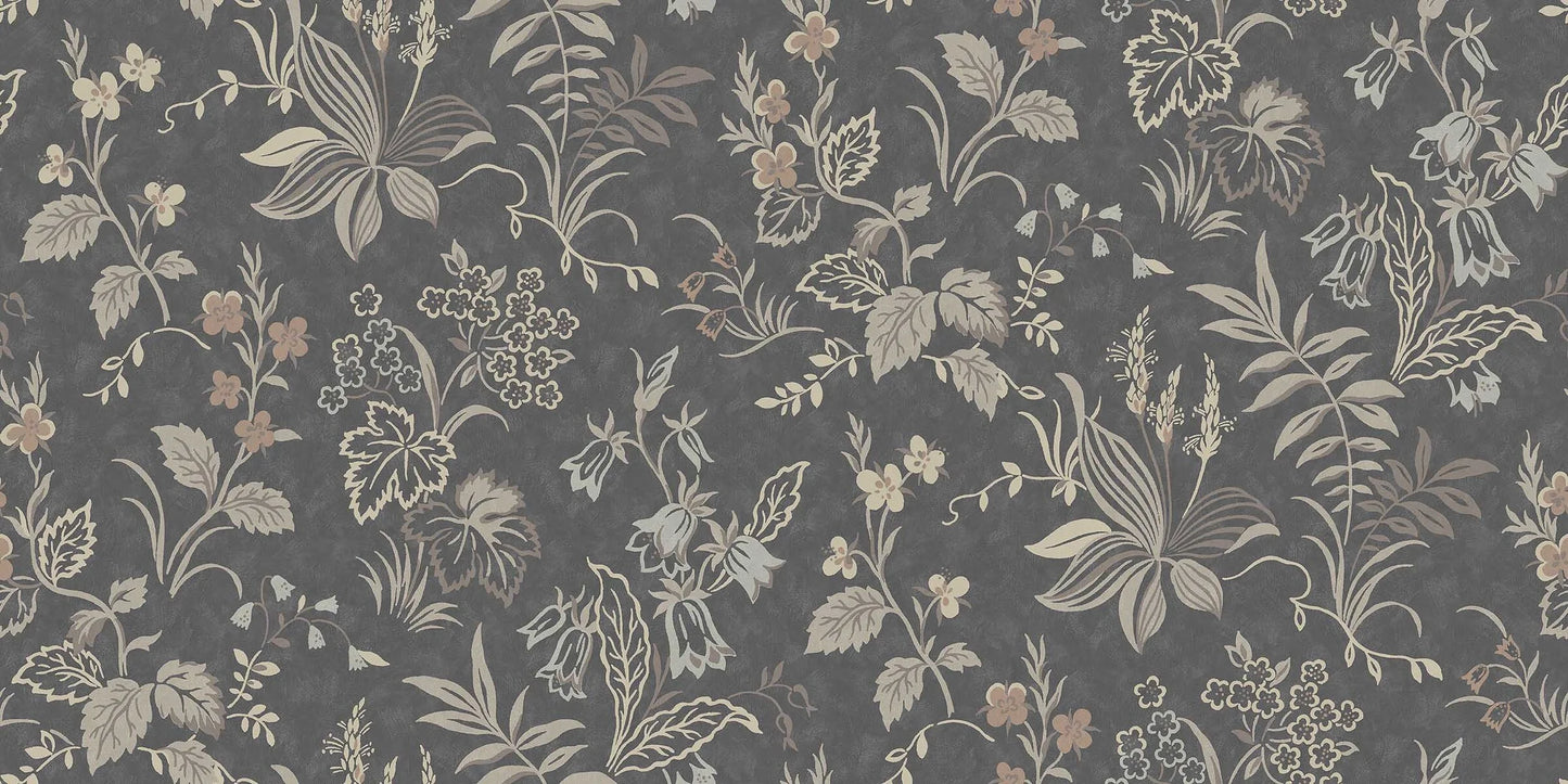 Across the Folklore Grand mural, the hand-painted floral pattern of Folklore winds in a dramatically enlarged scale.