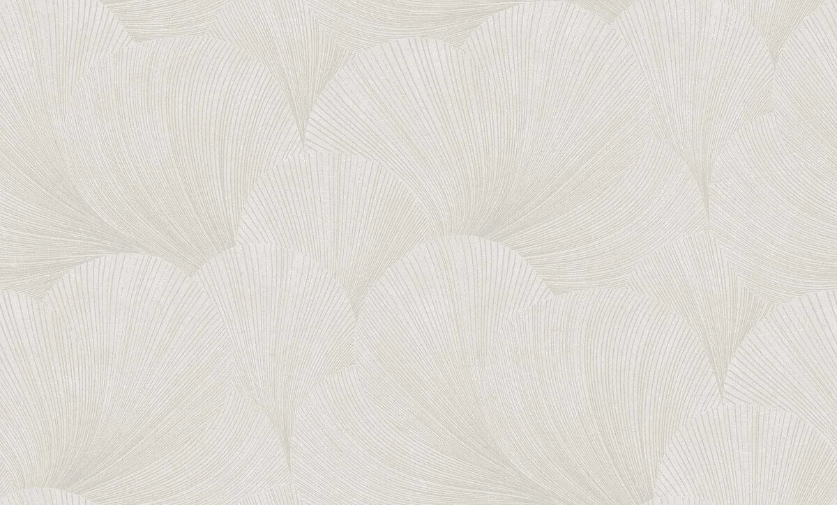 The light Mirage Grand wallpaper, with its large-scale graphic pattern, gives the room an airy, spacious feel. Layers of curved lines create a soft, vibrant expression.
