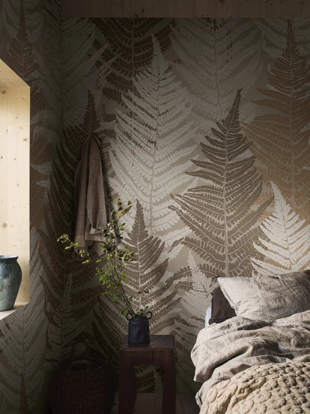 Fern Forest Grand is an enlarged digital print of the Fern Forest wallpaper. A large-scale, soothing design with graceful layers of fern fronds.