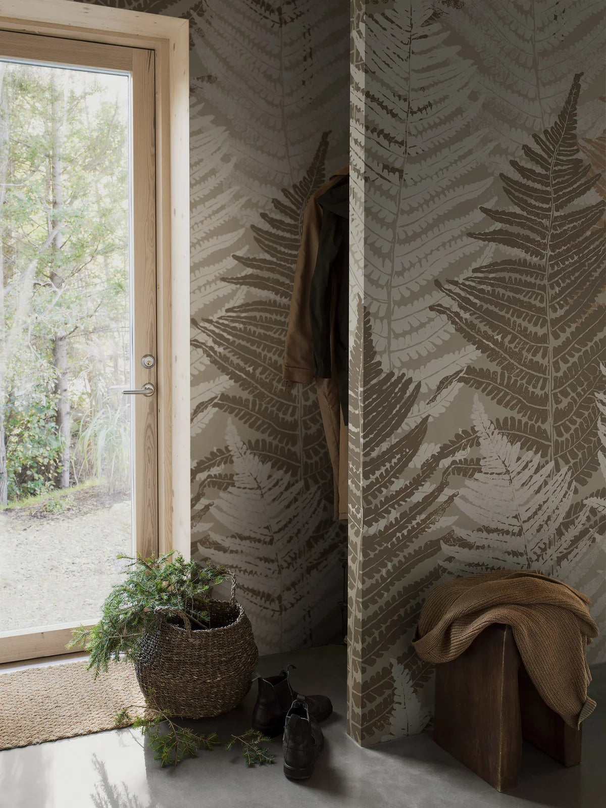 Fern Forest Grand is an enlarged digital print of the Fern Forest wallpaper. A large-scale, soothing design with graceful layers of fern fronds.