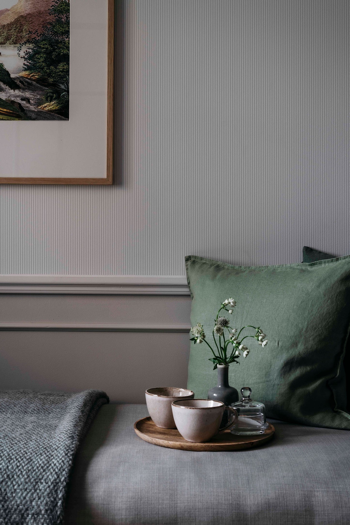 Arvid is a thin and soft striped wallpaper.