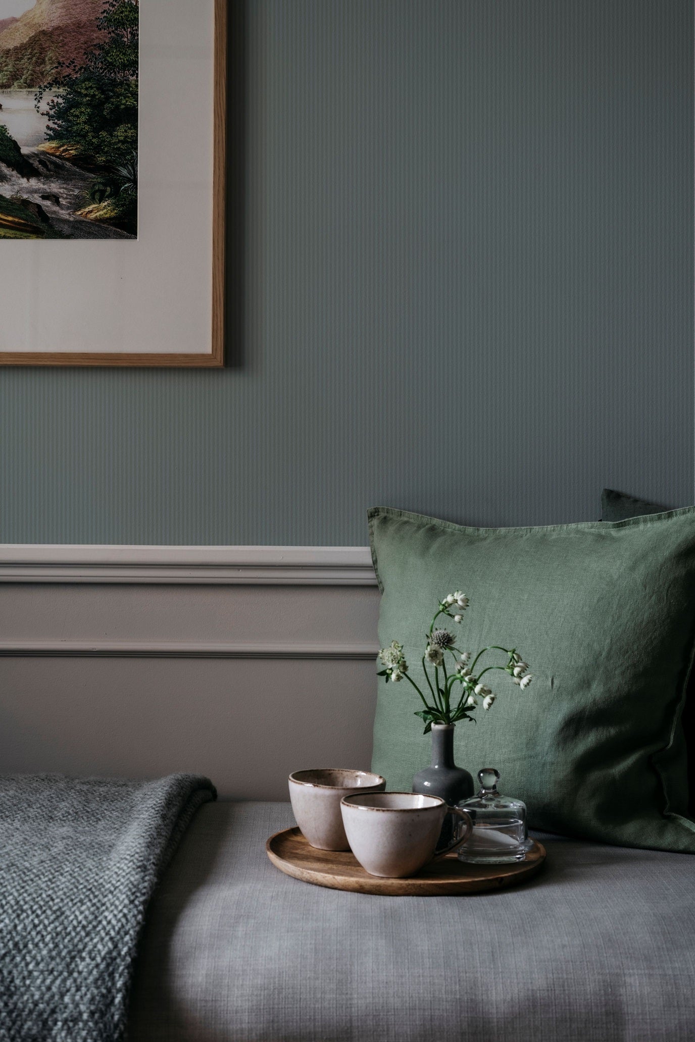 Arvid is a thin and soft striped wallpaper.