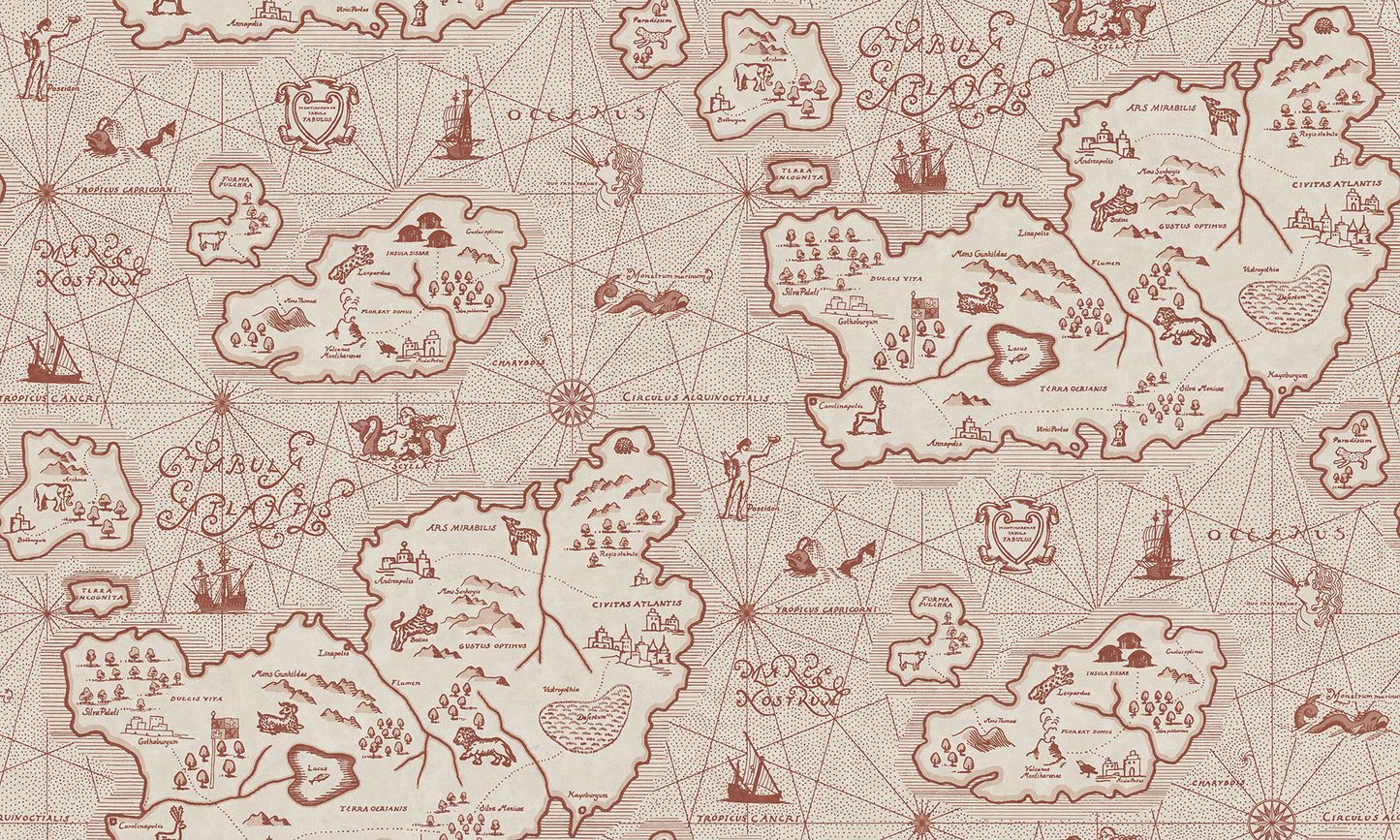Ferdinand is Sandberg's own map mural wallpaper in Latin, with Atlantis as the model.