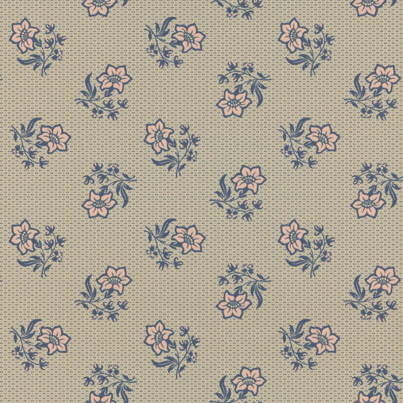 A beautifully stylistic floral wallpaper. Borrowed from an old Chinese woodblock printed textile, but with clear European influences.