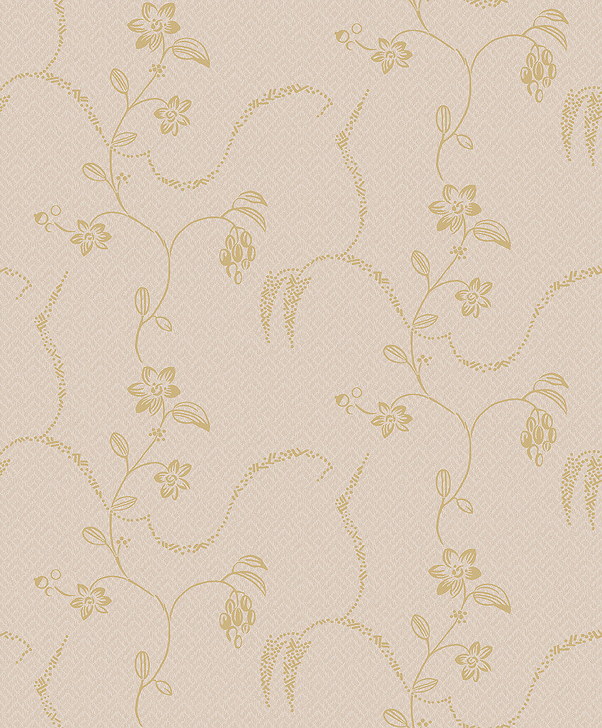 Colored in a gold and pink color scheme, our Elsie wallpaper is beautiful and romantic.