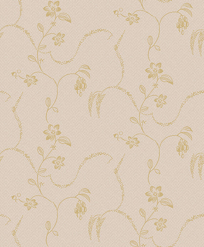 Colored in a gold and pink color scheme, our Elsie wallpaper is beautiful and romantic.