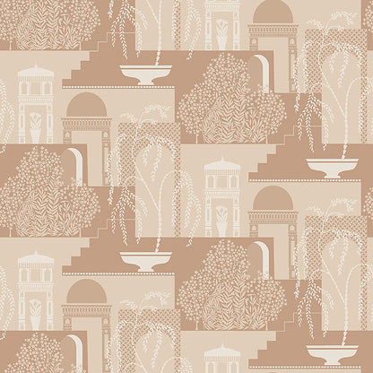Colored in sandy hues with apricot pink tones, our Mimi wallpaper is a modern interpretation of 1920s design.