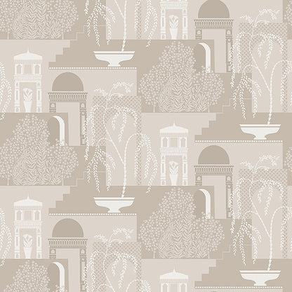 Experience the timeless charm of our Mimi wallpaper in neutral tones of muted beige and gray.