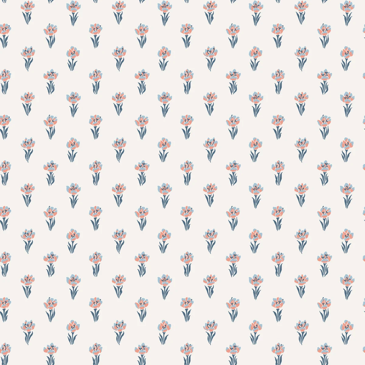 Betty wallpaper - eight tiny crocuses named "Timeless" are gathered in this decorative pattern, created in collaboration with Johanna Bradford.