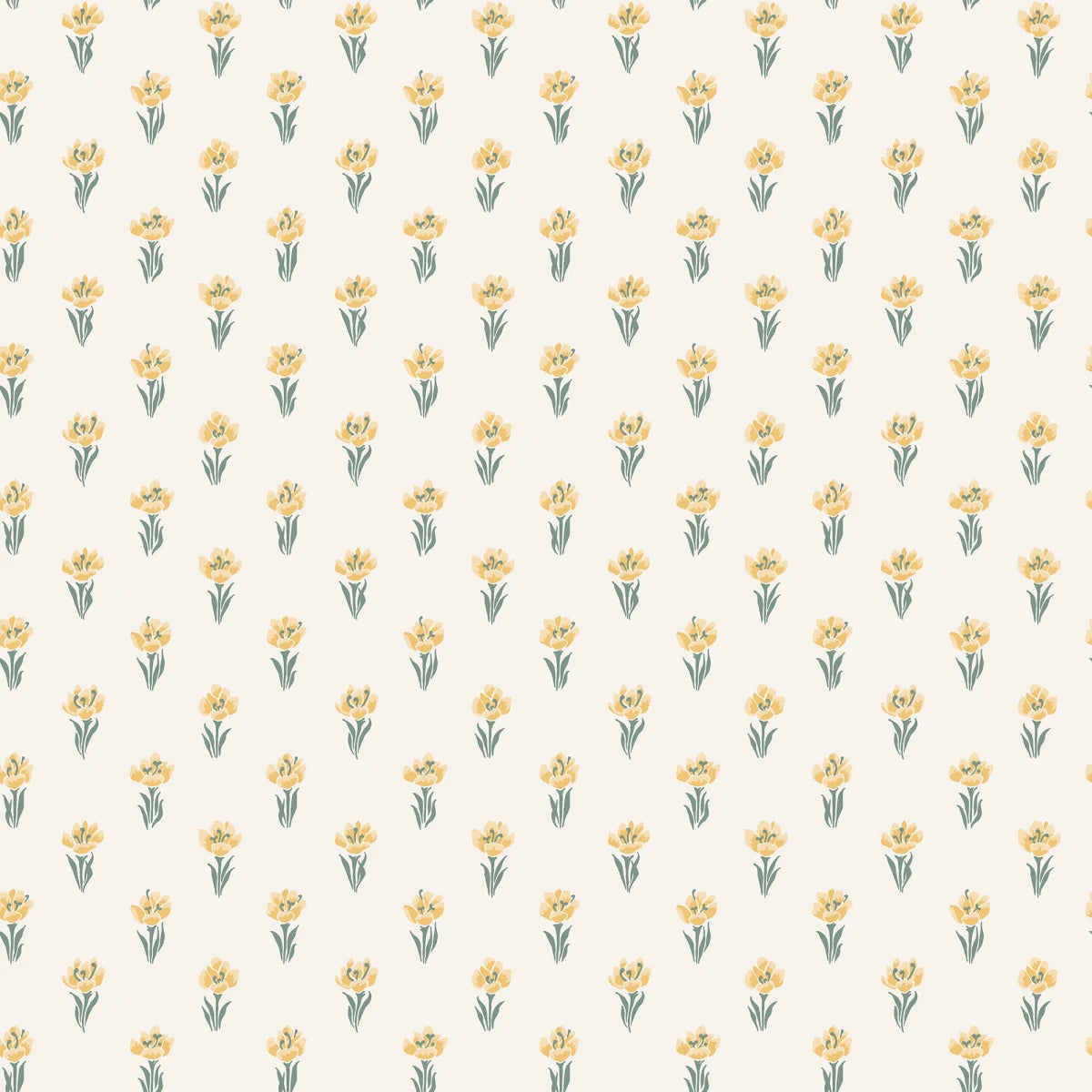 Betty wallpaper - eight tiny crocuses named "Timeless" are gathered in this decorative pattern, created in collaboration with Johanna Bradford.
